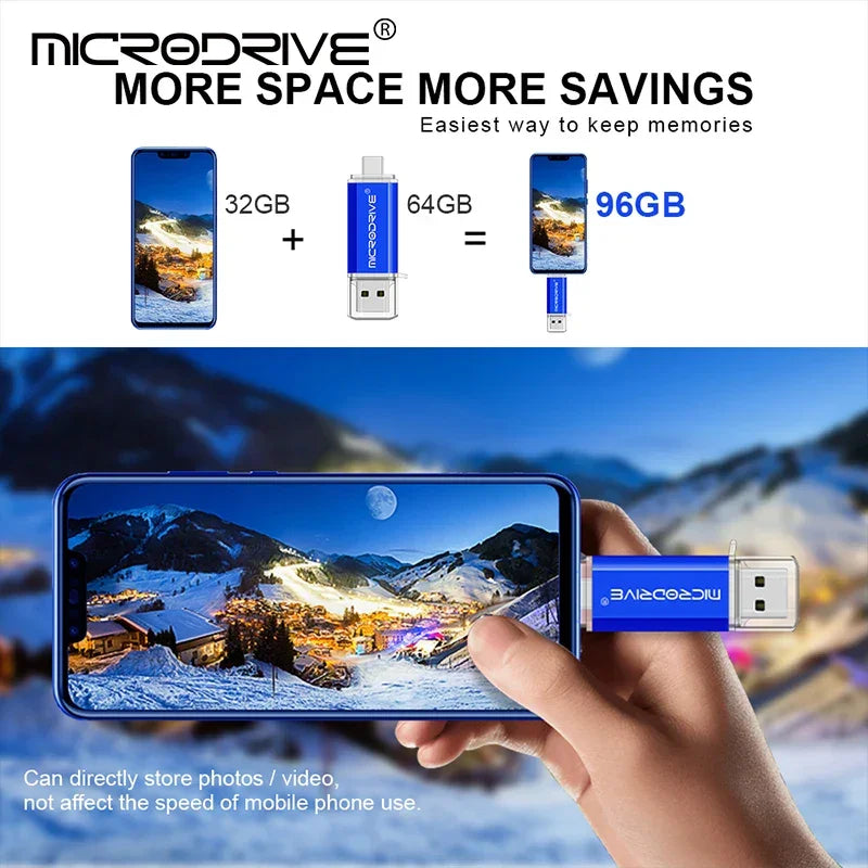 Pendrive 2 em 1 - USB tipo C e OTG