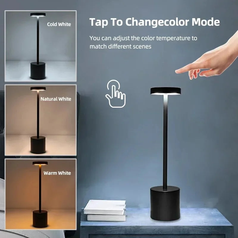 Candeeiro de Mesa Recarregável com Sensor de Toque